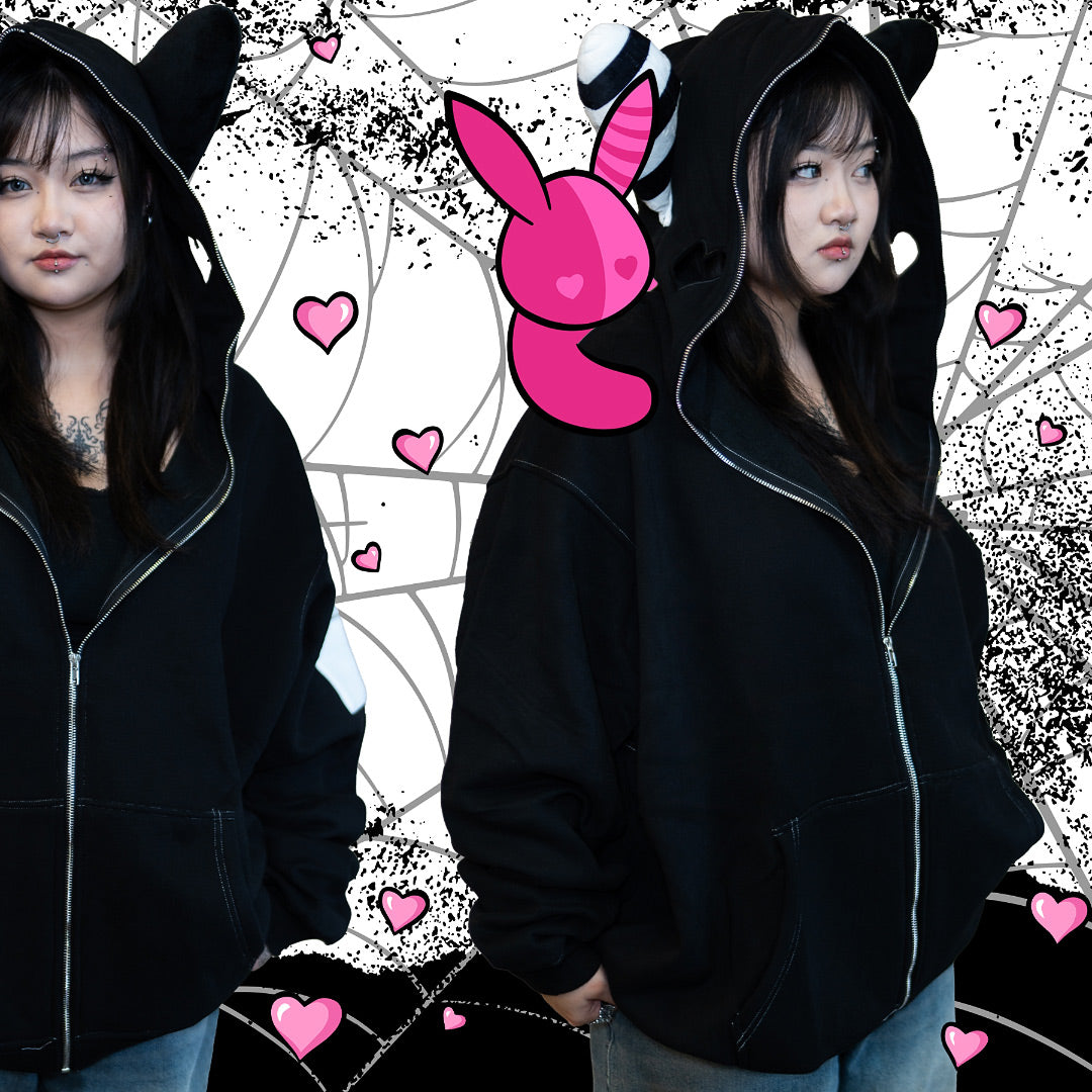 Black bunny ear hoodie sale