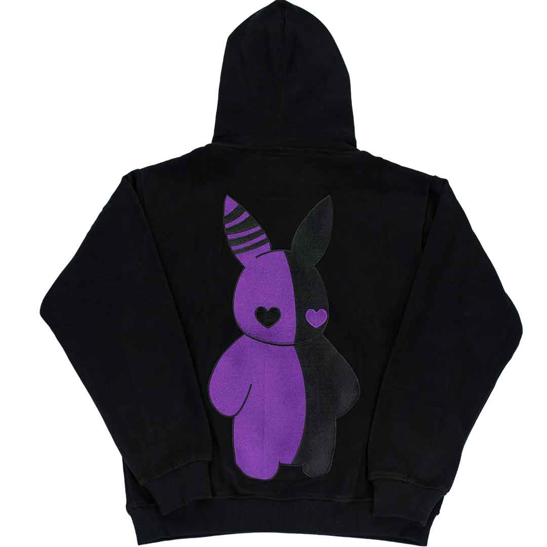 Rabbit Plush Hoodie (Purple Embroidery) – PRAYING RABBIT